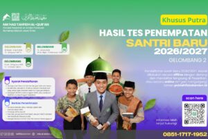 Hasil Ujian Penempatan Santri Baru Lulusan SD/MI (Putra) – Gelombang I & II Tahun 2026/2027